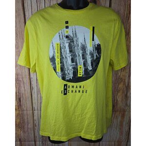 Armani Exchange Womens Yellow T-Shirt Large Milan Print